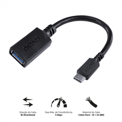 ADAPTADOR OTG TIPO C PARA USB A 3.0 PARA CELULAR SMARTPHONE 15 CM PRETO - P3AMUP-15 - comprar online