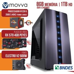 COMPUTADOR GAMER AMD RYZEN 5 2600 3.4GHZ MEM. 8GB DDR4 HD 1TB VGA RX 570 4GB 256 BITS FONTE 600W WHITE LINUX