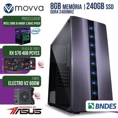 COMPUTADOR GAMER MVX5 INTEL I5 9400F 2.9GHZ 9ª GER MEM 8GB SSD 240GB VGA RX 570 4GB 256 BITS FONTE 600W WHITE LINUX