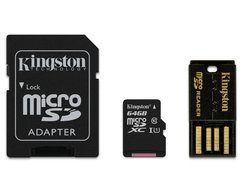 CARTAO DE MEMORIA CLASSE 10 KINGSTON MBLY10G2/64GB MULTIKIT 64GB MICRO SDHC+ADAPTADOR SD+ADAPTADORUSB - comprar online