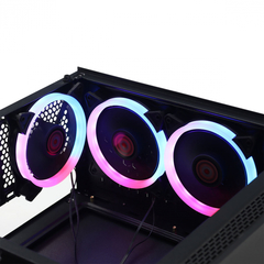 GABINETE MID-TOWER VECTOR PRETO 3 FANS RGB LATERAL EM VIDRO TEMPERADO - VCPTRGB3FV