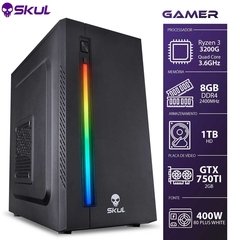 COMPUTADOR GAMER 3000 - R3 3200G 3.6GHZ MEM. 8GB DDR4 HD 1TB GTX 750TI 2GB FONTE 400W 80 PLUS WHITE