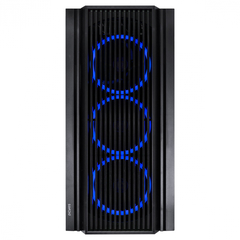 GABINETE MID-TOWER ATMOS PRETO COM 4 FANS 120MM LED AZUL - LATERAL EM VIDRO TEMPERADO - ATPTAZ4FCV - loja online