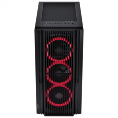 GABINETE MID-TOWER ATMOS PRETO COM 4 FANS 120MM LED VERMELHO - LATERAL EM VIDRO TEMPERADO - ATPTVM4FCV - Preech Informática - Informática e suas tecnologias