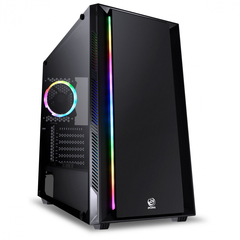 GABINETE FULL-TOWER CHROMA PRETO COM LED E FAN TRASEIRO RGB - LATERAL EM VIDRO TEMPERADO - CHPTRGB1FCV