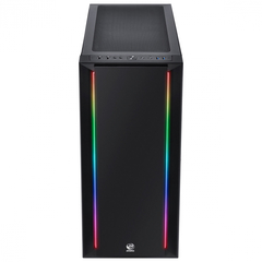 GABINETE FULL-TOWER CHROMA PRETO COM LED E FAN TRASEIRO RGB - LATERAL EM VIDRO TEMPERADO - CHPTRGB1FCV - Preech Informática - Informática e suas tecnologias