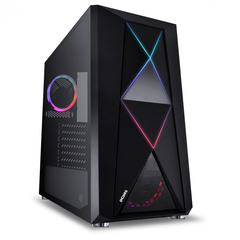 GABINETE FULL-TOWER DIMENSION PRETO COM LED E FAN TRASEIRO RGB - LATERAL EM VIDRO TEMPERADO - DIPTRGB1FCV