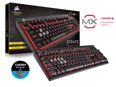 TECLADO GAMER CORSAIR CH-9000226-NA STRAFE RETROILUMINACAO VERMELHA TECLAS CHERRY MX BLUE