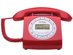 TELEFONES COM FIO INTELBRAS TC 8312 RETRO VERMELHO COM IDENTIFICADOR DE CHAMADAS