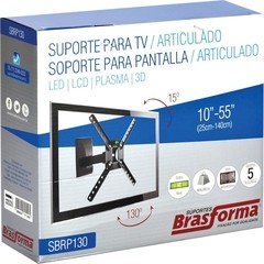 SUPORTE PARA TV LCD DE 10'' A 55'' MODELO ARTICULADO SBRP130 PRETO- COM INCLINAÇÃO DE ATÉ 15° - comprar online