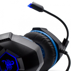 Headset Gamer Scorpion Com Fio Microfone Articulado e Led Azul - Gh-x1000 - Preech Informática - Informática e suas tecnologias