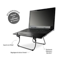 Suporte para Notebook Regulável (Metal) - Preto