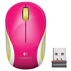 Mini Mouse Wireless Logitech M187 USB Rosa