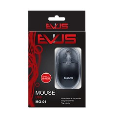 Mouse Óptico EVUS USB preto modelo MO-01