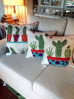 Manta Rustica 140 X 130 Cm + Camino 1,60 m + 2 Fundas 40 x 40 cm - CACTUS - comprar online