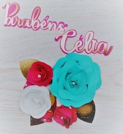 Topo de Bolo Floral Personalizado - comprar online