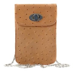 Funda Mujer Cuero Grabado Avestruz Camel | Modelo Antonella