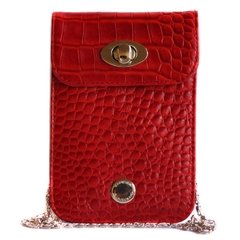 Funda Mujer para celular en Cuero Cocodrilo Rojo | Modelo Isabella