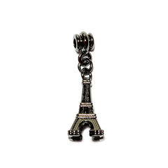 pingente semijoia de Torre Eiffel banhado a ródio negro para pulseira