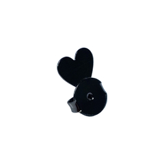 Tarraxa grande mágica semijoia de sustentação para brinco em formato coração banhada a ródio negro
