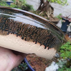 Vaso de bonsai de alta temperatura esmaltado FujiPot A9x30cm na internet