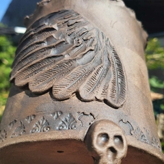 Vaso estilizado angelical com asas em cerâmica de alta temperatura A13x12Cm - FujiBonsai