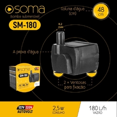 BOMBA SUB SOMA AQUARIOS E FONTES SM-180 (180L/H) AUTOVOLT