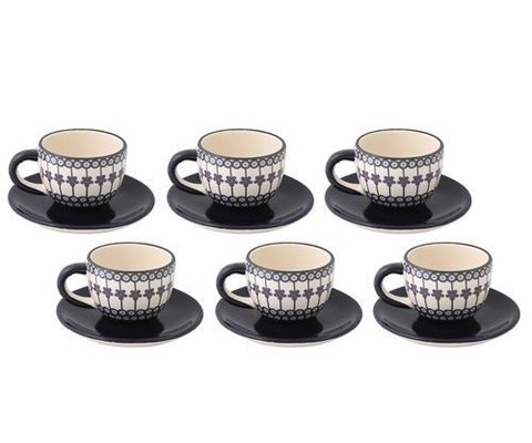 Tazas de cafe x 6 azules con diseño