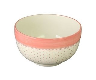 Ensaladera de ceramica con lunares rosas