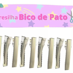 Kit 10 Presilha Bico De Pato Reta Jacaré Prateada