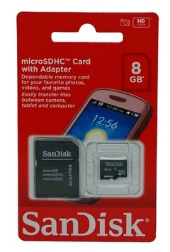 Cartão de memória 8GB original + adaptador - comprar online