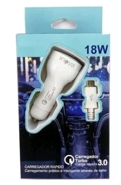 Carregador Veicular Carro Turbo 2 Entradas Usb 18w 3.0 Inova