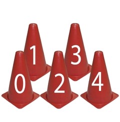 Kit 10 Cones Numerados (0 à 9) Com 23 Cm - Agilidade