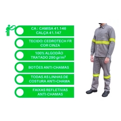 Camisa Eletricista NR10 Risco 2 com Refletivo - Cinza na internet