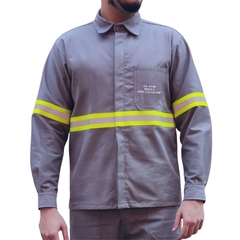 Camisa Eletricista NR10 Risco 2 com Refletivo - Cinza