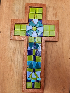 Kit mosaico Cruz Verde e azul