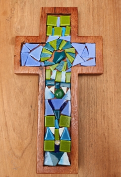 Kit mosaico infantil Cruz azul e verde