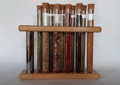 Porta temperos de madeira com 10 tubos de vidro - comprar online