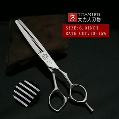 Titan tesoura desfiadeira dentes na lâmina superior - Barberada - de barbeiro para barbeiro