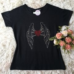 T-shirt gola careca manga curta WINGS AND HEART