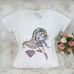 T-shirt gola careca manga curta SUPER GIRL