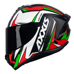 CAPACETE AXXIS DRAKEN VECTOR MATT BLACK WHITE GREEN