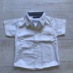 Camisa blanca manga corta. MIMO. T 9-12 meses