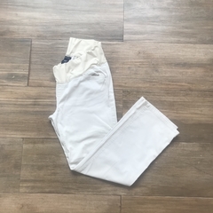 Pantalon de gabardina recto con cintura elástica