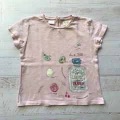 Remera de algodón estampada. ZARA. T 6-9 meses