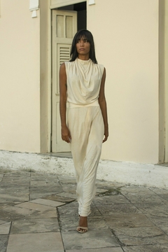 Vestido drapeado em algodão com seda - NCC Ecobrands