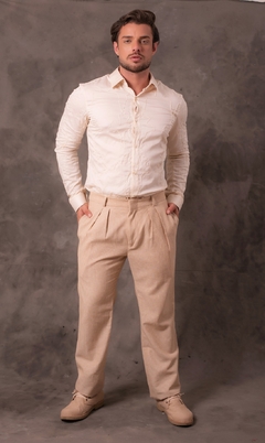 Cotton trousers with pleats