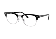 Óculos de Grau Ray Ban RB 5154 - Clubmaster 2000 Preto sobre Prata