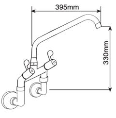 CJ MISTURADOR DUPLO COMANDO PAREDE BICA MOVEL R824 02/4 6267013 INDUSTRIAL ITALY KITCHEN - comprar online