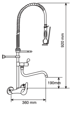 CJ MISTURADOR PRE LAVAGEM PAREDE MONOCOMANDO C/ BICA MOVEL R842 00/8/1 6758912 INDUSTRIAL ITALY KITCHEN - comprar online